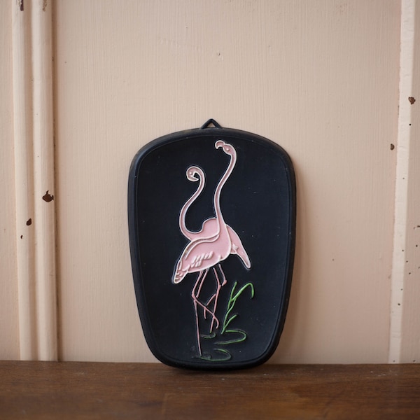 Cadre décoratif, cadre flamant rose, cadre bakélite, cadre mural vintage, flamingo frame