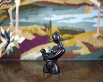 Woman and child statuette, abstract statue, minimalist, showcase, collection, interior decoration, vintage