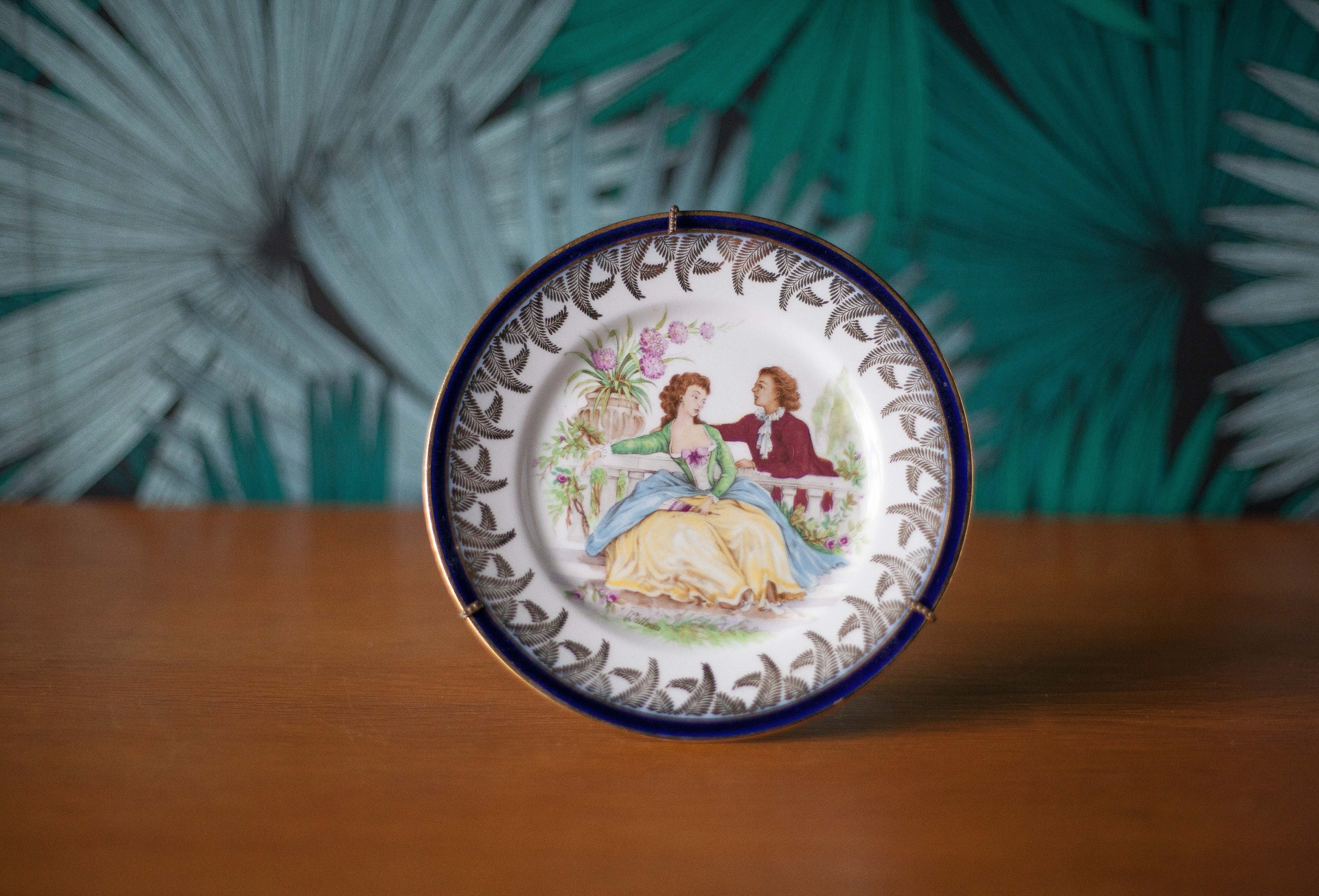 Assiette Porcelaine Vintage, Assiette Décorative, Bleu de Four Marcel Chaufriasse Limoges Collection