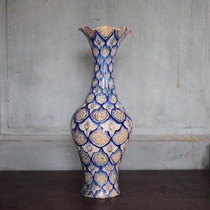 Grote Marokkaanse vaas, gesigneerd Safi, geglazuurde terracotta vaas, vintage vaas, interieurdecoratie