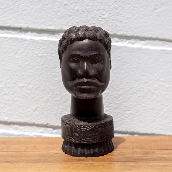 Statue africaine, buste africain, sculpture, ethnique, buste ébène, buste homme, art africain, collection, déco intérieur
