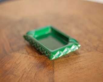 Green stone ashtray, malachite color, small rectangular ashtray, table ashtray, collection, ashtray
