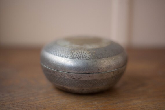 Boîte à Bijoux Japonaise Ancienne - Métal Argenté Et Porcelaine - Décor Élégant