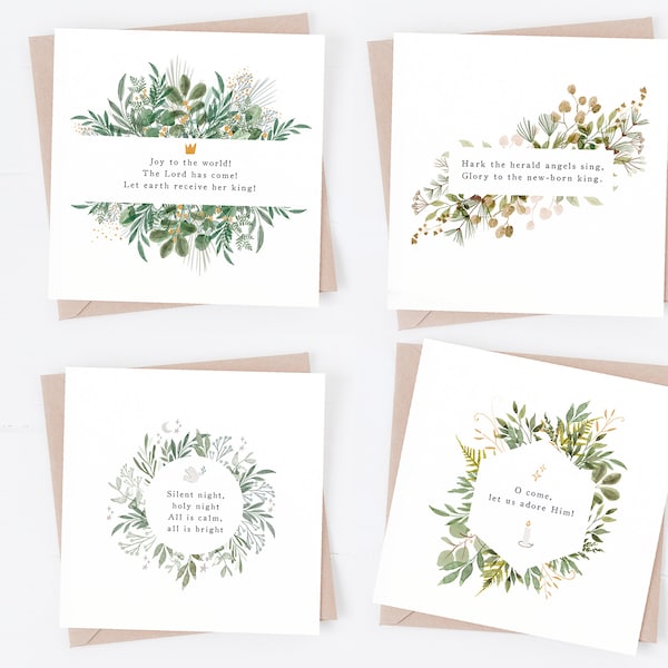 Illustrated watercolour Christmas cards | Botanical Christmas cards | Christian Christmas cards  | Bible verse Christmas cards | xmas cards