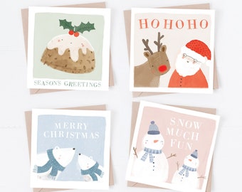 Illustrated Christmas card multipack | Funny Christmas cards |Animal Christmas Card pack | traditional Christmas cards| Baby First Christmas