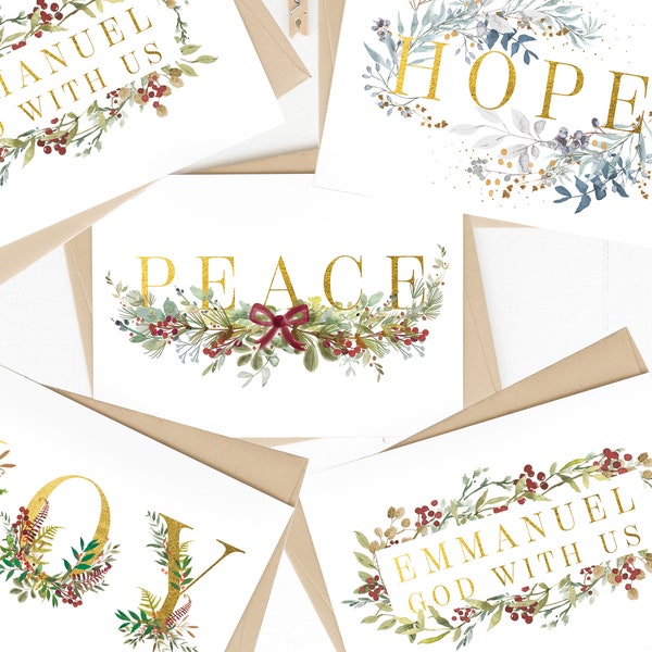 Christian Christmas cards | Botanical Christmas cards | Illustrated watercolour Christmas cards| Bible verse Christmas cards | xmas cards