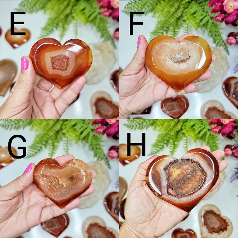 YOU CHOOSE Druzy Carnelian Heart, Crystal Heart, Healing Crystal, Carnelian Crystal, Carnelian Stone, Carnelian Palm Stone, Anxiety Crystals image 5