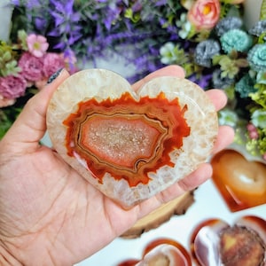 YOU CHOOSE Druzy Carnelian Heart, Crystal Heart, Healing Crystal, Carnelian Crystal, Carnelian Stone, Carnelian Palm Stone, Anxiety Crystals image 3