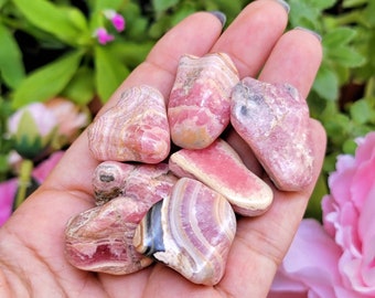 Natural Pink Rhodochrosite Tumbled Stone, Andara Crystals, Rhodochrosite Pendant, Amulet, Rhodonite, Palm Stone, Worry Stone, Crystal Grid