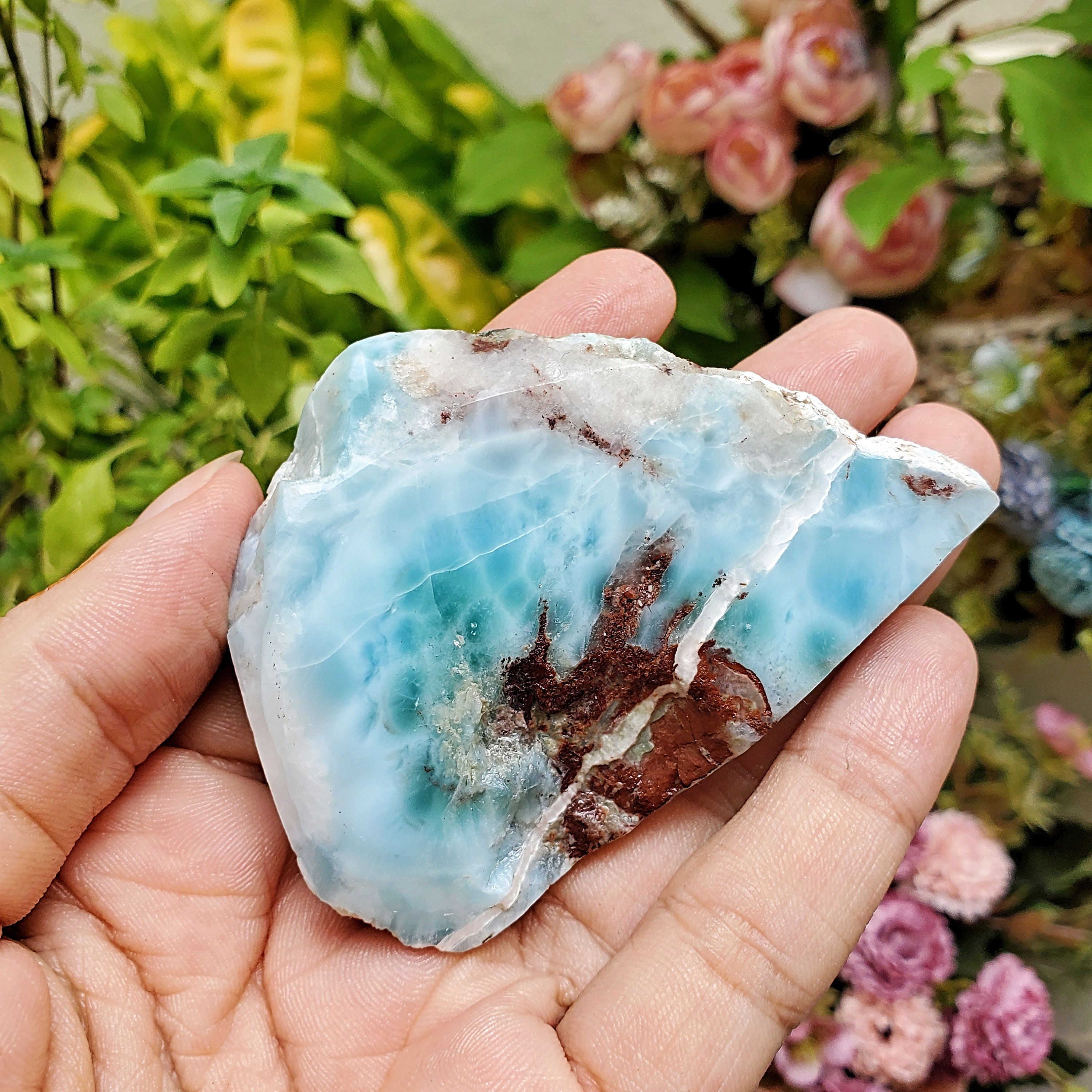 High Quality Larimar Palm Stone from Dominican Republic Incredibly Rare Meditation Stone No 14 LOT 13 High Quality Larimar Palm Stone from Dominican Republic Incredibly Rare Meditation Stone No 14 LOT 13