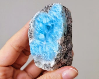 149g Semi Polished Larimar Stone, AAA Larimar Rough Gemstone Direct From Mine, Dominican Republic Larimar, High Quality Blue Rock, Minerals