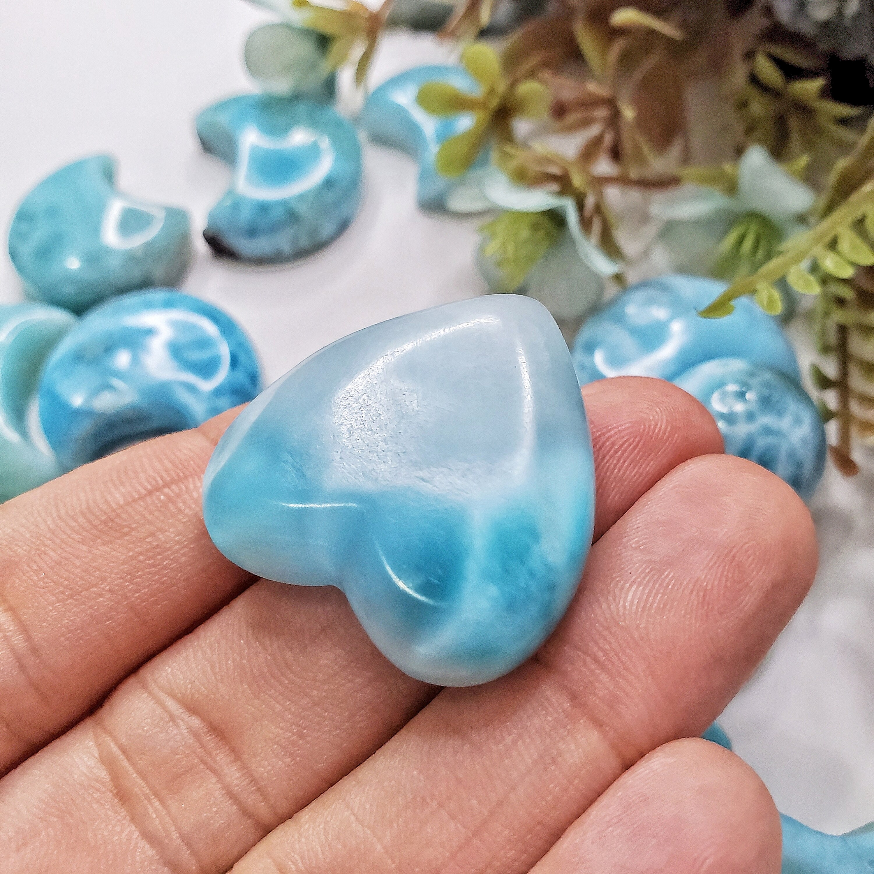 12G PREMIUM LARIMAR HEART Crystals Larimar Wet Specimen Etsy