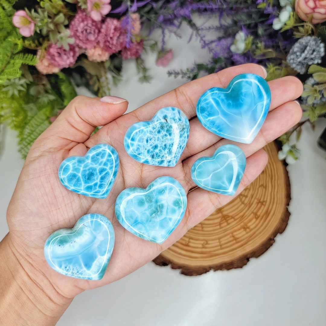 CHOOSE YOURS Larimar Heart, Larimar AAA, Crystal Heart, Rare Crystal