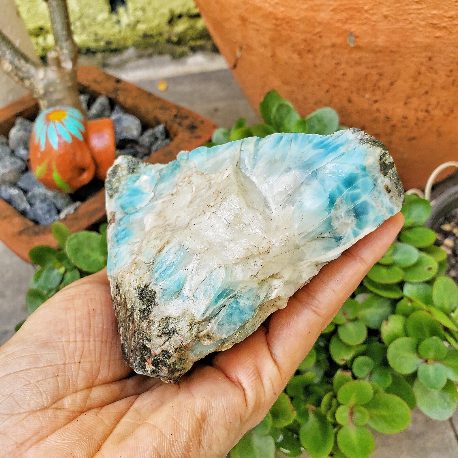 657g AMAZING LARIMAR SPECIMEN With Red Hematite Raw Larimar Etsy