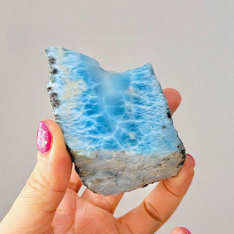 239g High Quality Larimar Stone, Rough Raw Larimar Specimen, Super Blue Crystal, AAA Larimar Rough Gemstone In Matrix Direct From Mine image 2