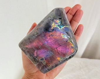 2.14LB Large Pink & Rainbow Labradorite Freeform Stone, High Quality Mineral Specimen, Spectrolite From Finland, Self Standing Big Crystals