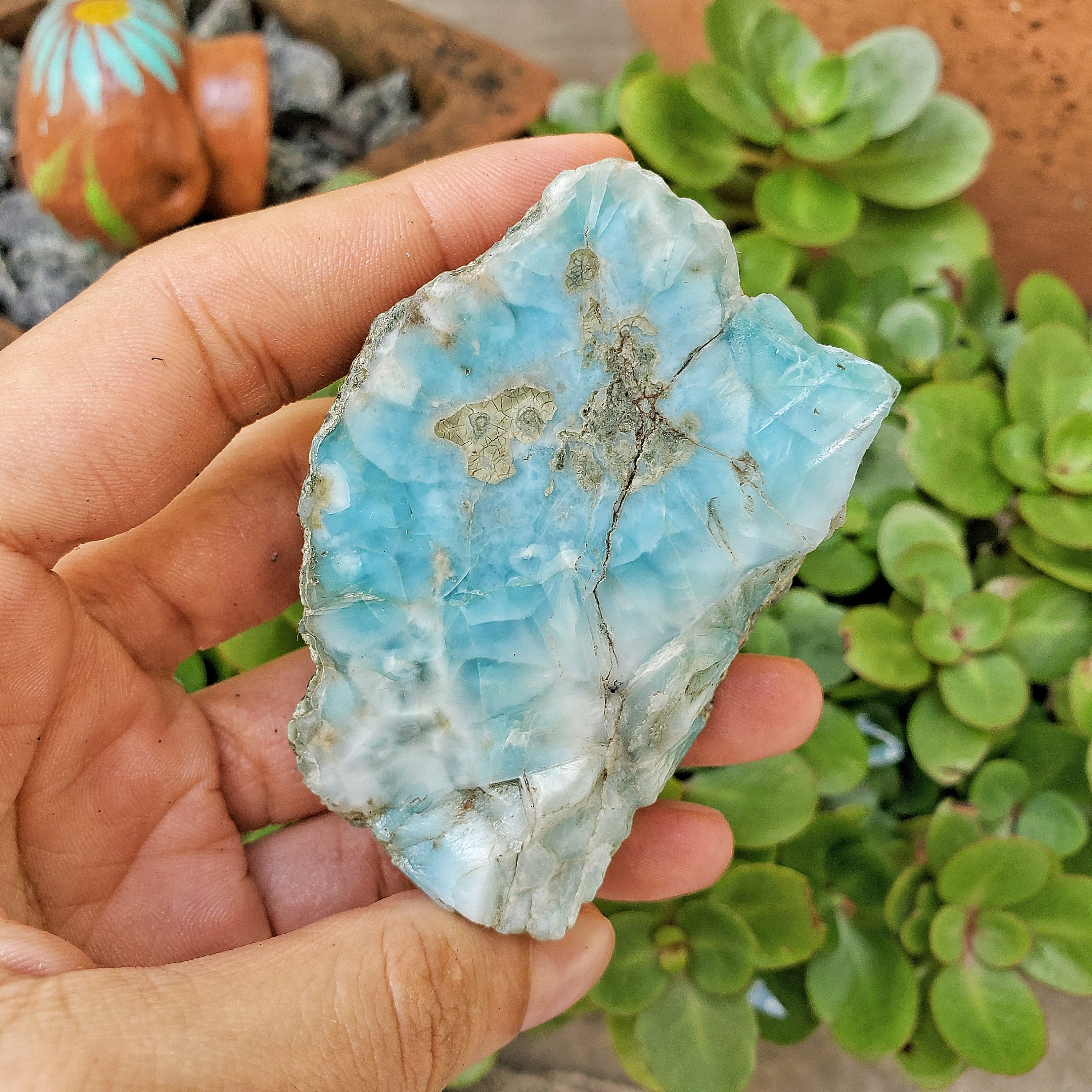 127g NATURAL LARIMAR STONE Raw Larimar Raw Aquamarine Etsy