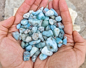 100g EXTREMELY RARE Natural Ocean Tumbled Larimar Stones, Tumbled Larimar, Wholesale Larimar, Bulk Larimar, Larimar Lot, Dominican Republic