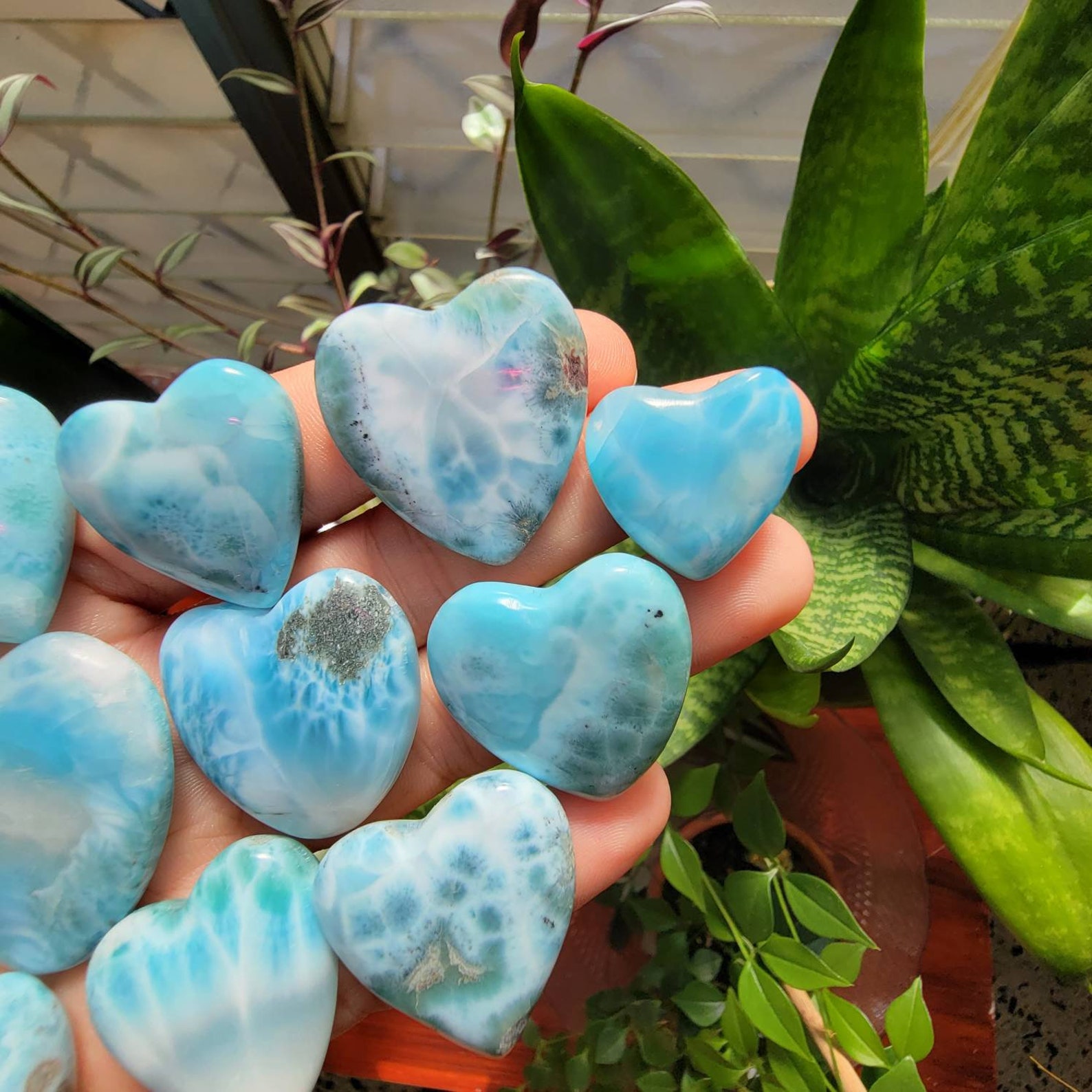 AAA LARIMAR HEART Larimar Stone Larimar Palm Stone Worry Etsy