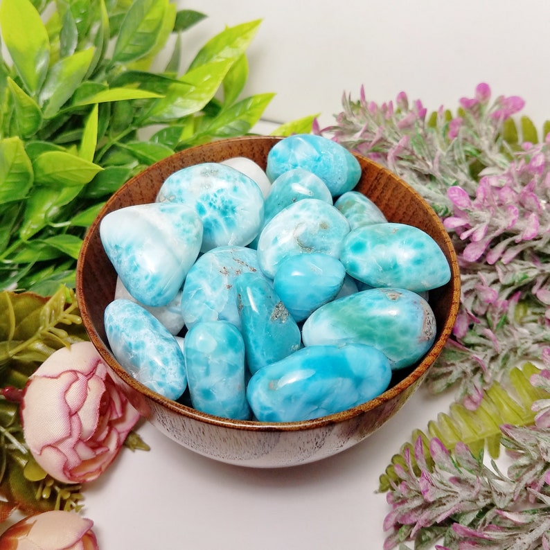 1/4 LB A TUMBLED LARIMAR Crystals Bulk Crystals Larimar Etsy