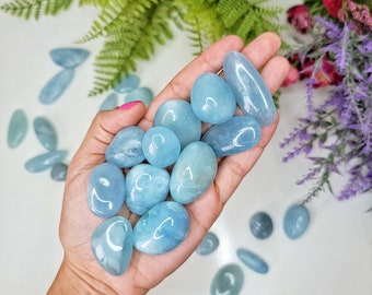 YOU CHOOSE A-Grade Tumbled Genuine Aquamarine, Raw Aquamarine, Raw Crystals, Loose Aquamarine Gemstone, Aquamarine Pendant, Bulk Crystals