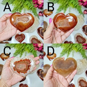 YOU CHOOSE Druzy Carnelian Heart, Crystal Heart, Healing Crystal, Carnelian Crystal, Carnelian Stone, Carnelian Palm Stone, Anxiety Crystals image 4