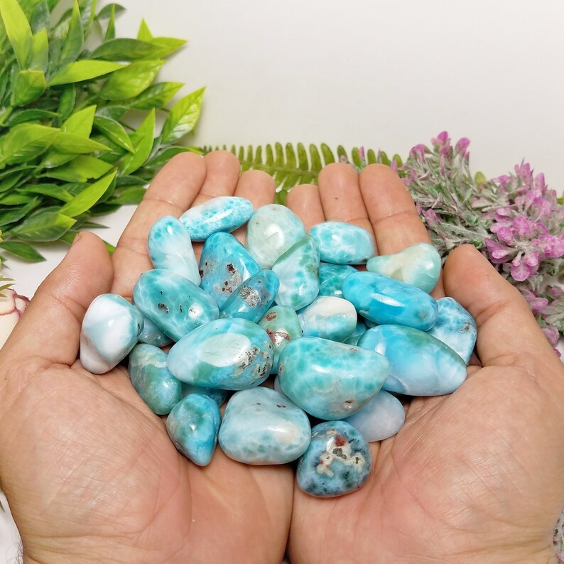 1/4 LB A TUMBLED LARIMAR Crystals Bulk Crystals Larimar Etsy