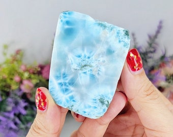 71g Natural Sky Blue Larimar Slab, Larimar Stone, Wholesale Crystals, Bulk Crystals, Raw Crystals, Wiccan Altar Kit, Worry Stone, Crystals