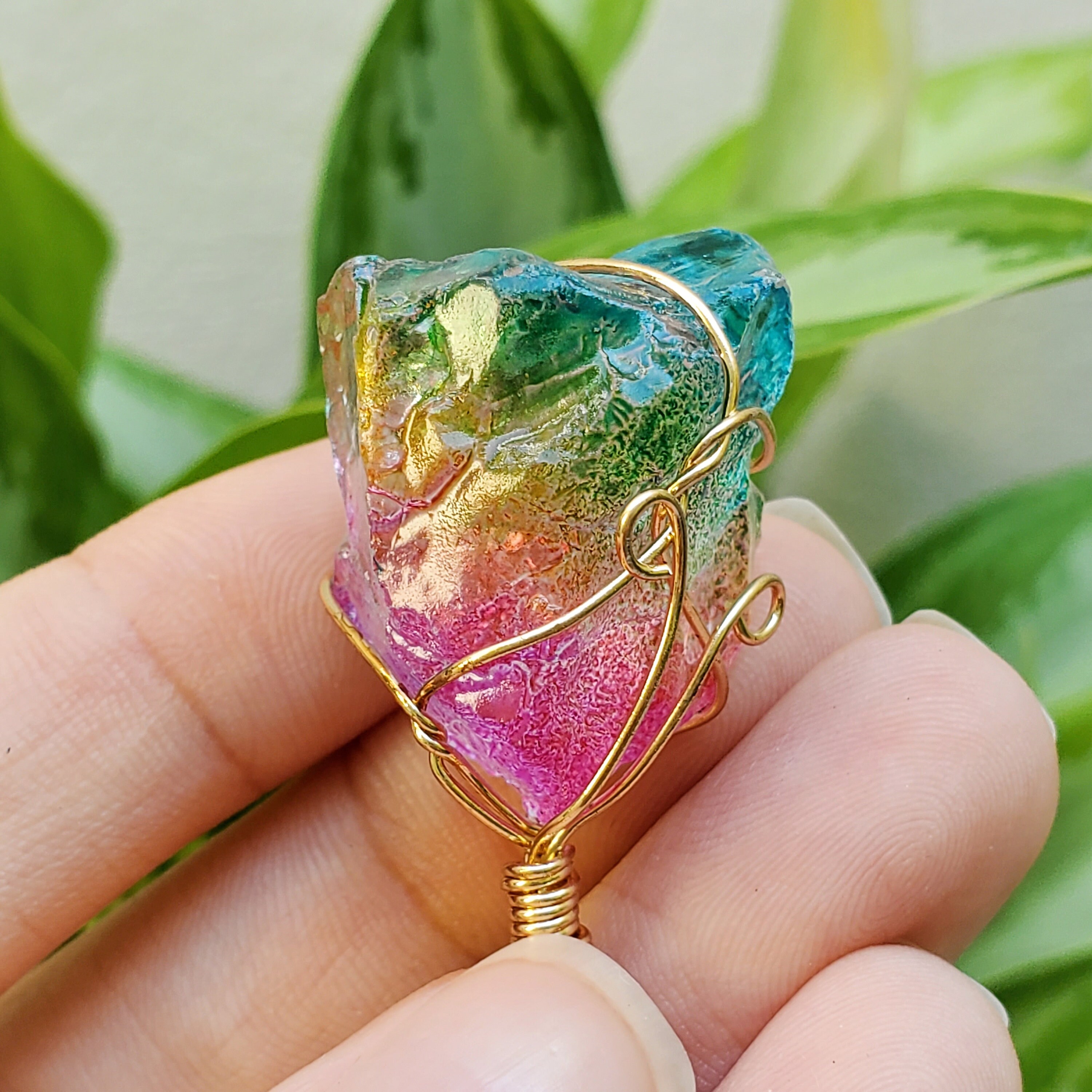 Rainbow Quartz Rainbow Crystal Raw Crystal Necklace Quartz Etsy