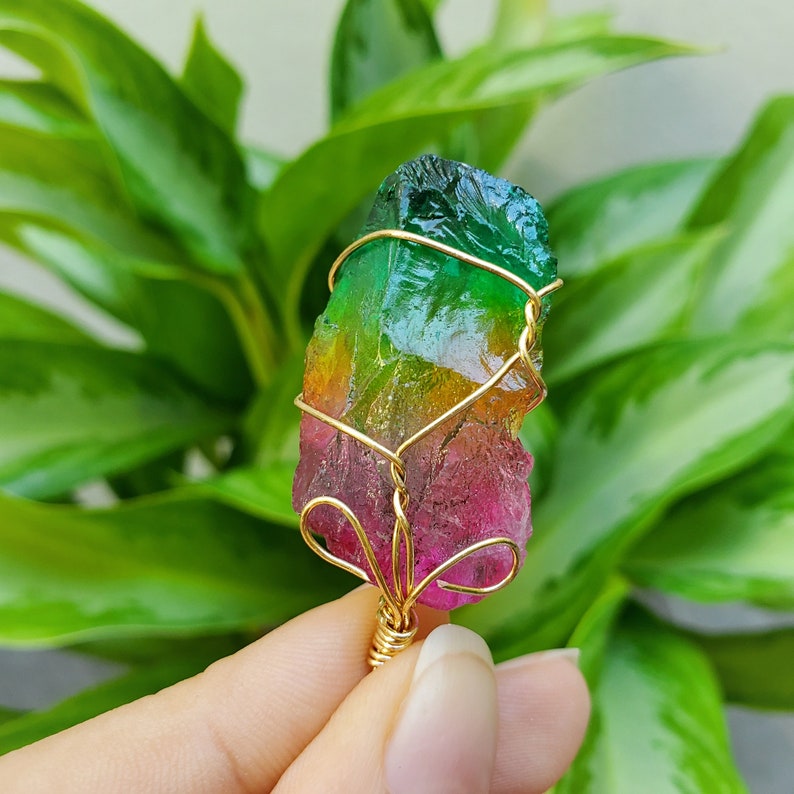 Rainbow Quartz Rainbow Crystal Raw Crystal Necklace Quartz Etsy