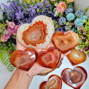 YOU CHOOSE Druzy Carnelian Heart, Crystal Heart, Healing Crystal, Carnelian Crystal, Carnelian Stone, Carnelian Palm Stone, Anxiety Crystals image 1