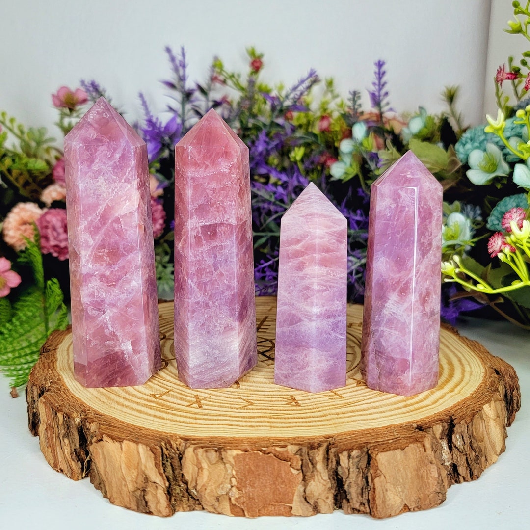 RARE Highquality Purple Rose Quartz Towers, Lavender Rose Quartz Towers, Rose Quartz Tower