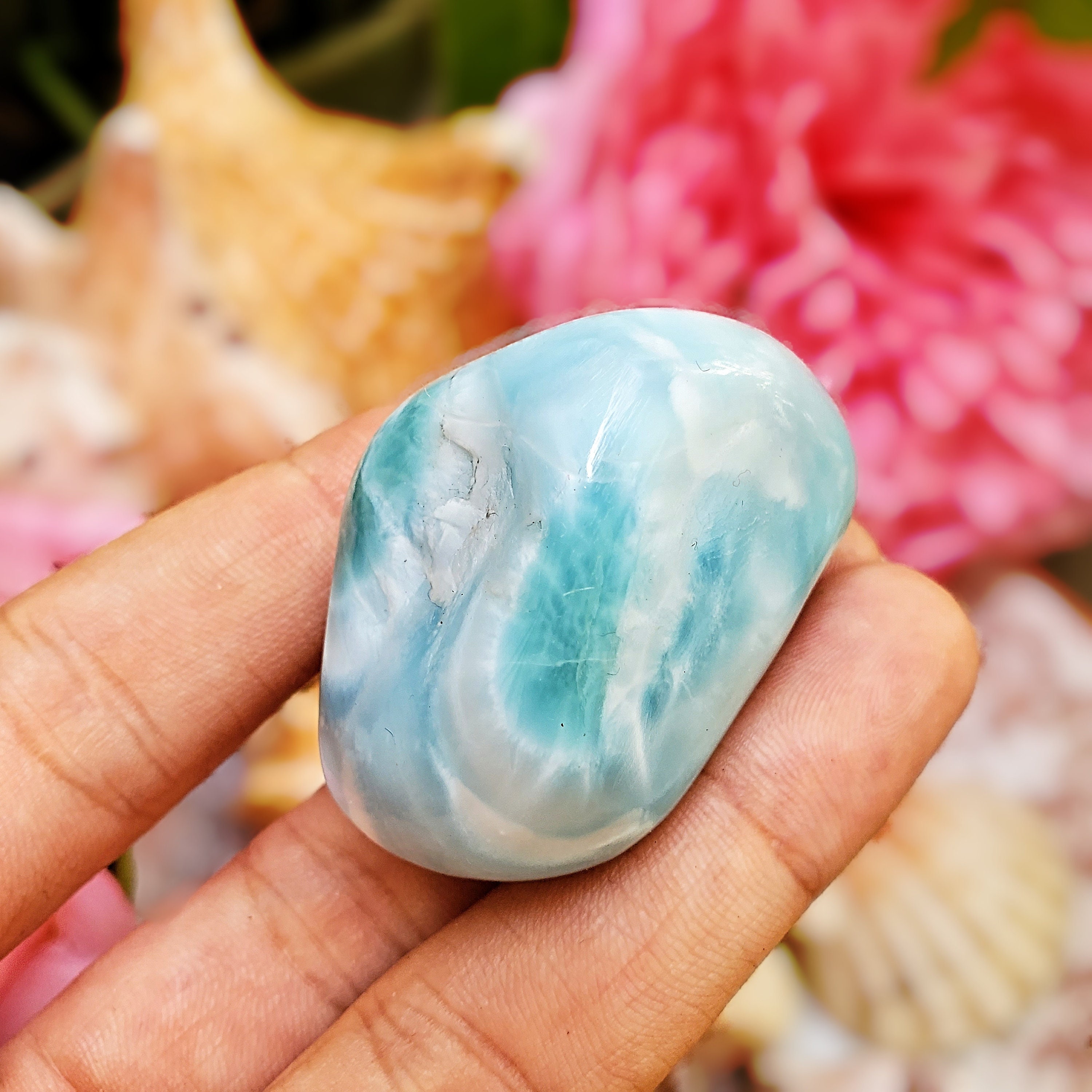 45g HIGH QUALITY Larimar Stone Larimar Tumbled Stone Palm Etsy