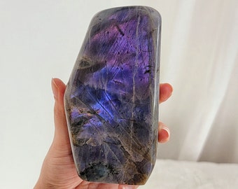 2.41LB Large Purple Labradorite Stone, High Quality Mineral Specimen, Spectrolite From Finland, Self Standing Big Crystals, Rare Gemstones