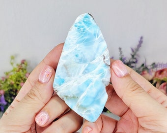 63g Gorgeous Sky Blue Larimar Slab, Natural Larimar Stone, Larimar Crystal, Blue Crystal, Larimar Cabochon, Rough Larimar, Raw Larimar