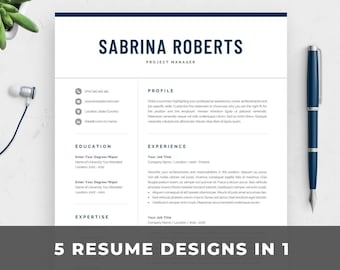 Professional Resume Template for Word | Modern CV Design | 1 & 2 Page | Cover Letter | Executive, Manager, C Level, Director, CEO | Sabrina