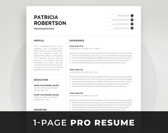 one page resume etsy one pager cv