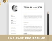 Modern CV Template with Photo | 1, 2 Page Resume | Professional Photo Resume for Word & Mac Pages | Marketing CV | Instant Download | Tamara