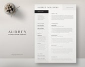 Elegant Resume Template for Word, Minimalist CV Design, Creative 1 & 2 Page Resume, Cover Letter, Designer, Teacher, Marketing, Audrey