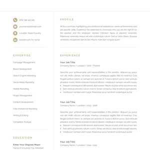 Professional Resume Template for Word & Pages, Modern Marketing Resume, Mac or PC, Creative CV, Cover Letter, Instant Download, Tamara