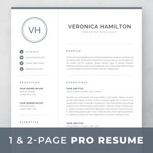 May include: A professional resume template with a gray background and white text. The template is designed for a one or two-page resume. The template includes sections for education, experience, and expertise. The template also includes a profile section for a brief summary of the applicant's skills and experience.