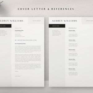 Elegant Resume Template for Word, Minimalist CV Design, Creative 1 & 2 ...