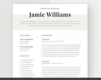 Modern Resume Template | Creative CV for Word | Elegant Design | Cover Letter | Marketing, Designer, Teacher, Medical, Nurse, Legal | Jamie