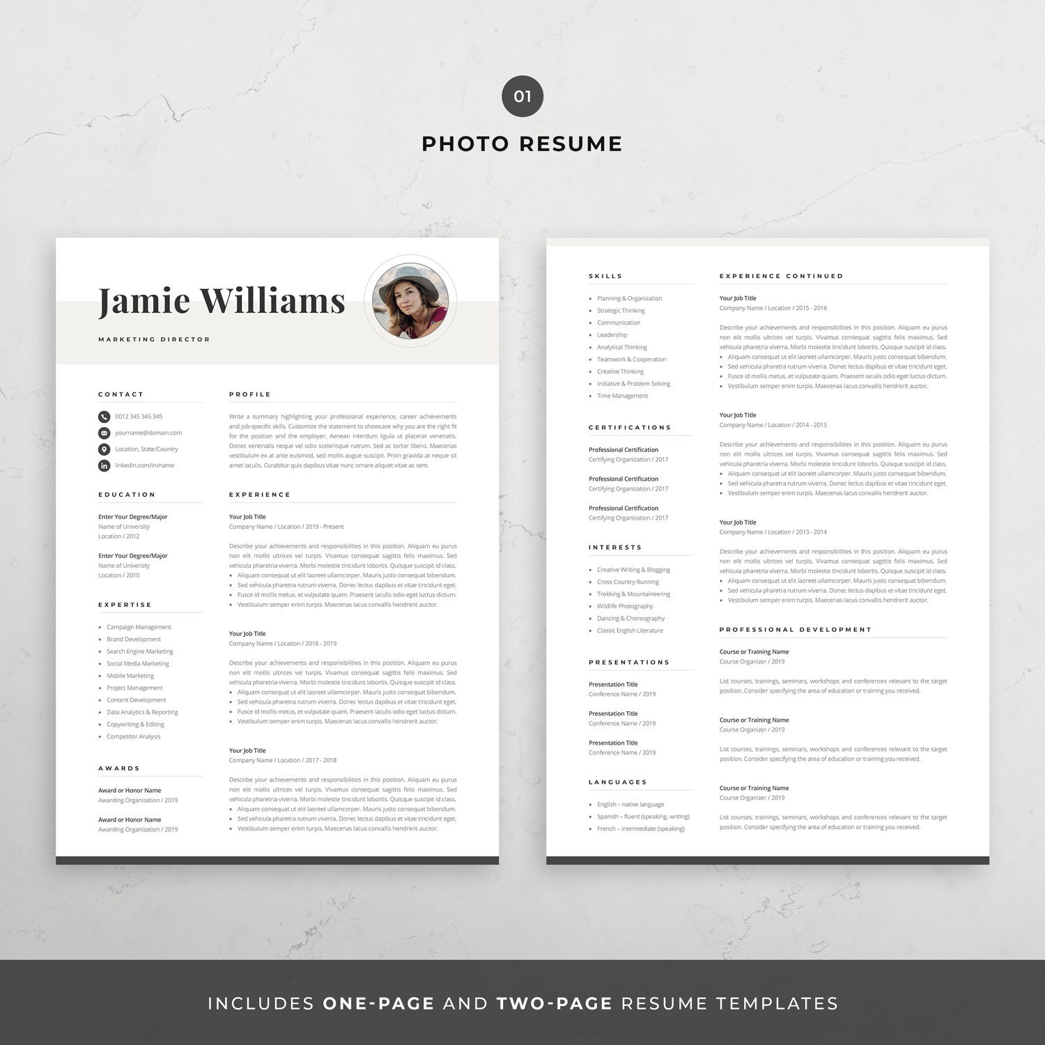 Creative Resume Template With Photo | Elegant Design | Modern Photo CV ...