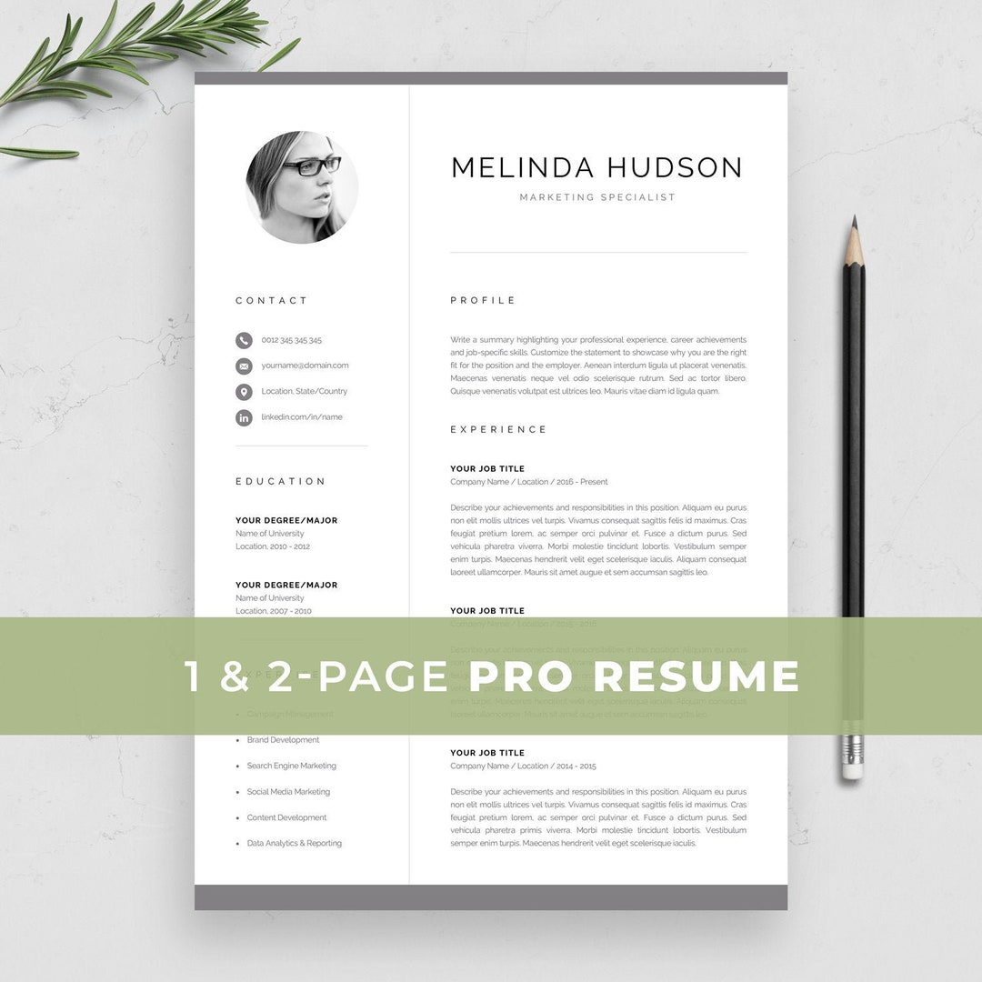 CV Template With Photo, Professional Resume Template for Word and Mac