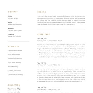 Professional Resume Template for Word & Pages, Modern Marketing Resume, Mac or PC, Creative CV, Cover Letter, Instant Download, Tamara