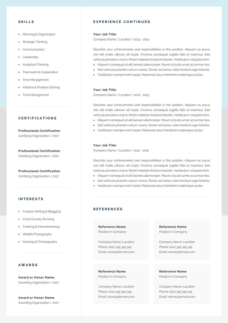 Modern Resume Template, Creative CV with Photo, 1 & 2 Page Marketing CV, Photo Resume for Word, Mac or PC, Instant Download, Dominica