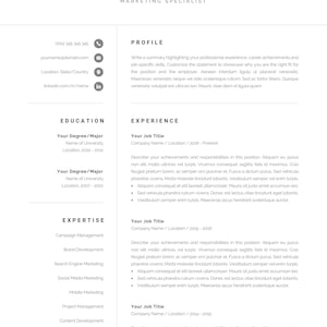 Professional Resume Template for Word, Modern CV Design, Simple 1 & 2 ...