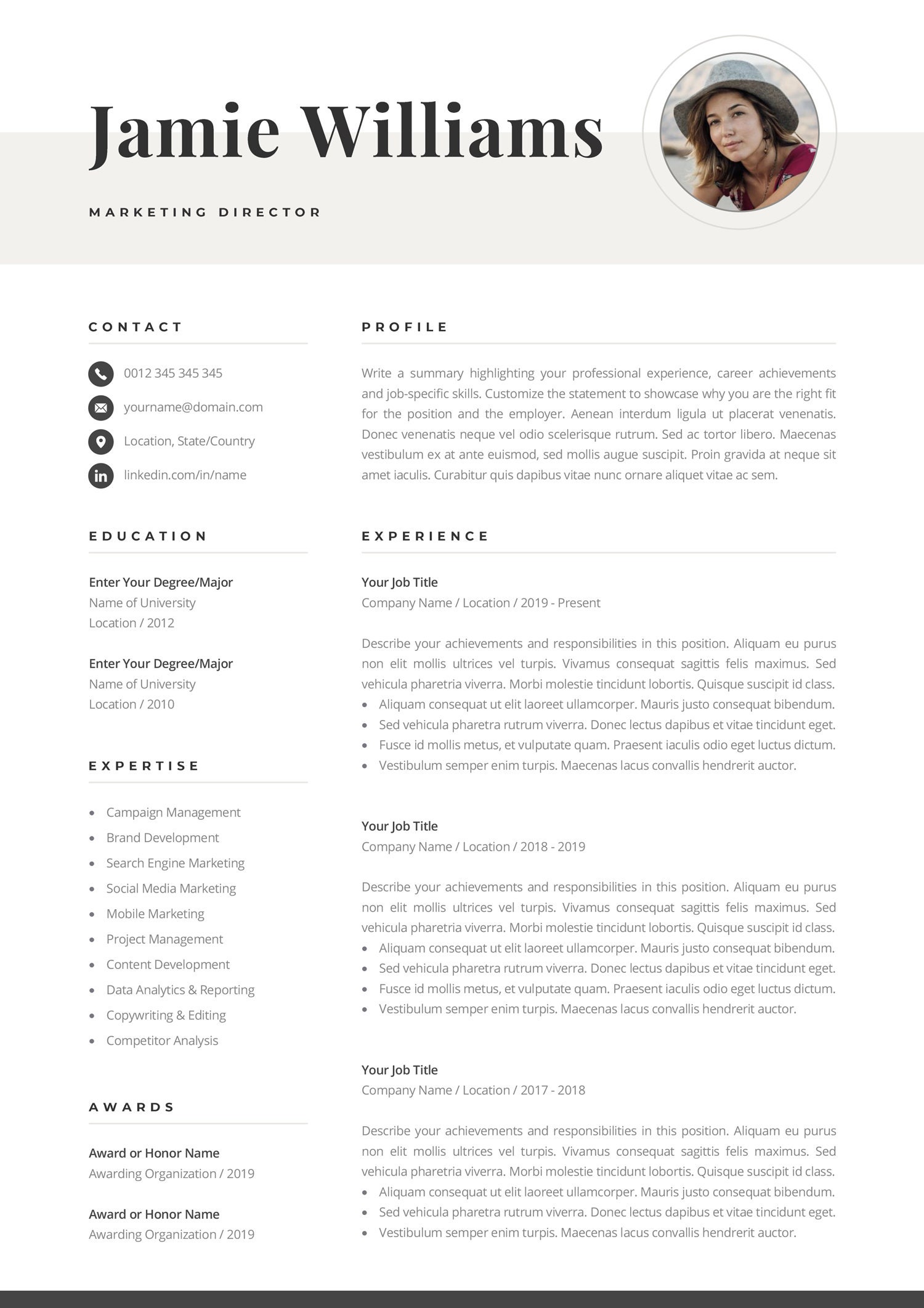 Creative Resume Template With Photo | Elegant Design | Modern Photo CV ...