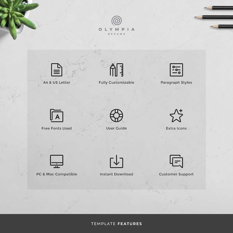 Instant Download Creative Resume Design Modern Resume Template Professional CV Template for Word Cover Letter Martina Mac /& PC